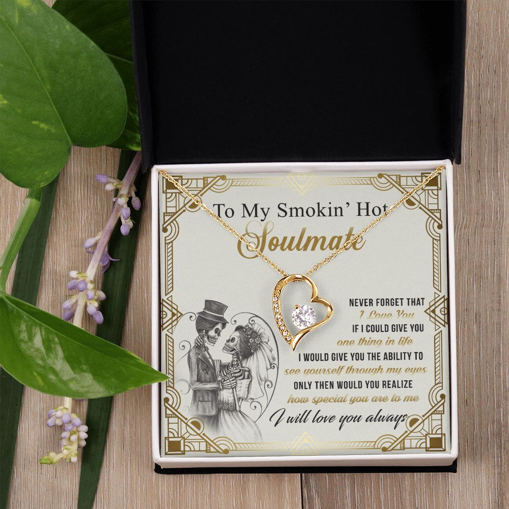 To My Smokin Hot Soulmate Necklace - Wife Gifts From Husband To My Wife Necklace, Gift for Her Romantic, Girlfriend Gifts Necklace for Wife from Men Includes Message Card and Gift Box 9 Forever Love Necklace