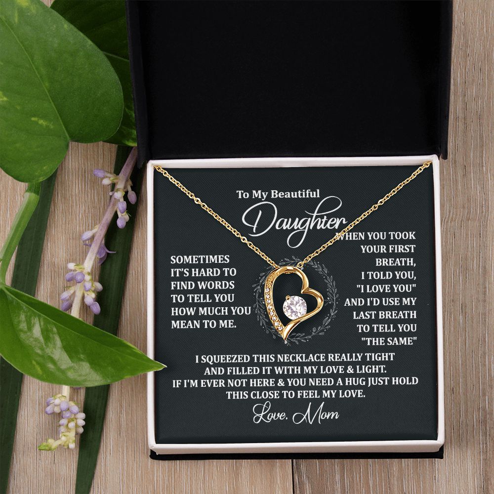 Mother Daughter Gift Ideas, To My Daughter Gift Necklace from Mom, Jewelry Pendant Present for Daughter, Birthday Christmas Gift Graduation Gifts for Daughters, Mother and Daughter Necklace 2135 Forever Love Necklace