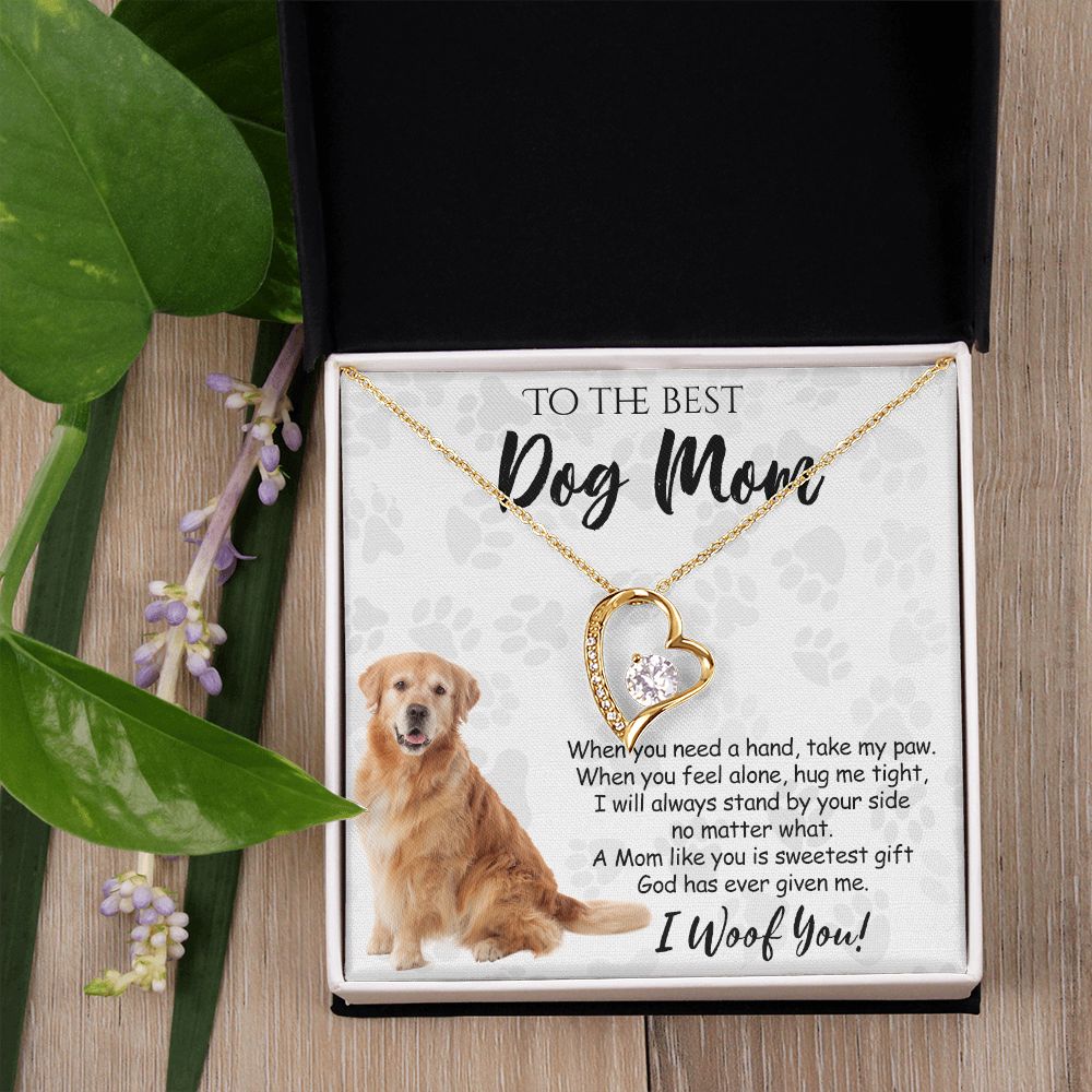 To The Best Golden Retriever Dog Mom Knot Necklace Mother's Day Gift , I Woof You Quote Gift Card, Message Card Jewelry For Dog Lovers, Necklace For Mom Forever Love Necklace