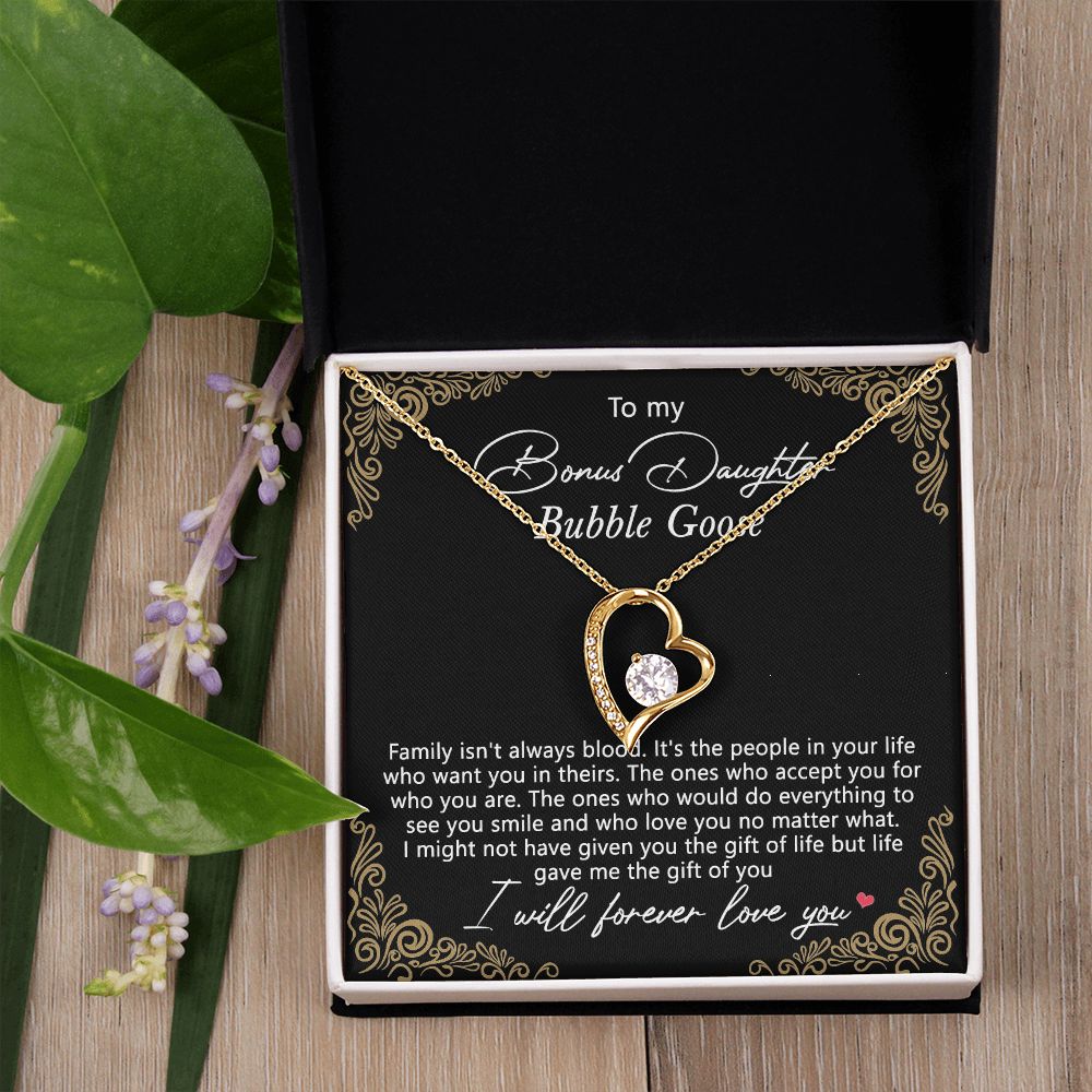 Bonus Daughter Gifts From Stepdad, Step Daughter Gifts From Stepmom, Stepdaughter Gifts From Stepdad, Father Stepdaughter Necklace, To My Bonus Daughter Necklaces, Christmas Gifts For Bonus9 Forever Love Necklace