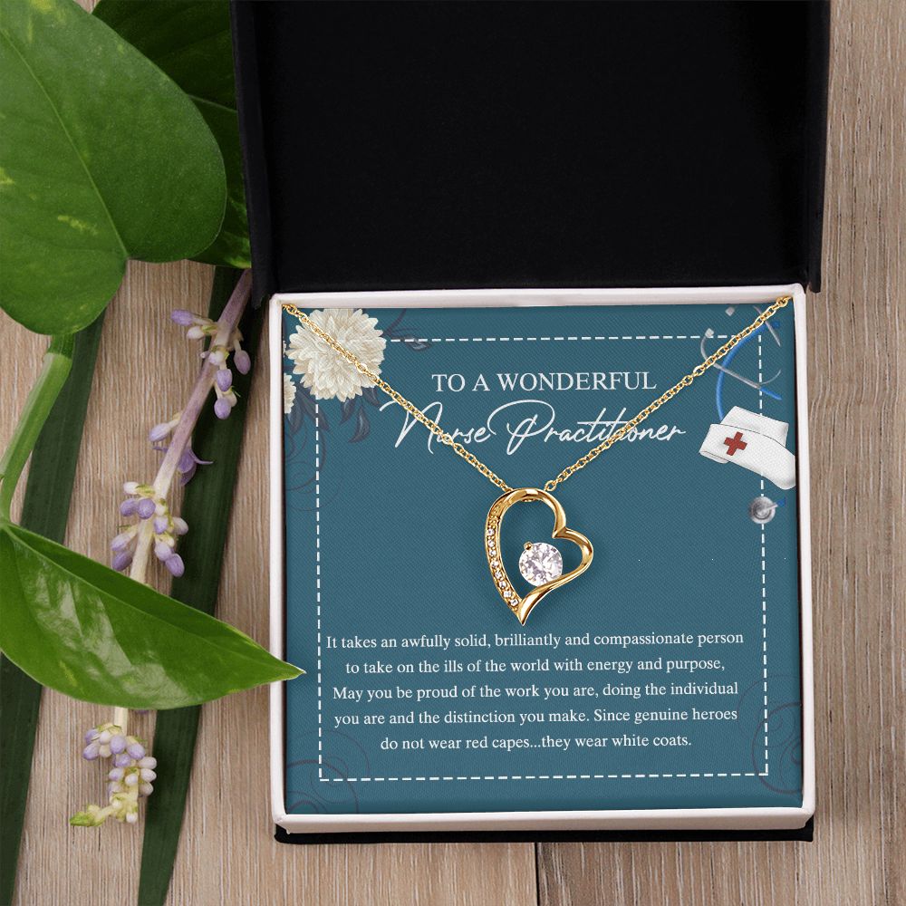 To My Nurse Practitioner Necklace with Box Message Card, Gift For Nurse Jewelry Congrats Graduation Pendants Gift For Daughter, Granddaughter, Niece, Sister Forever Love Necklace