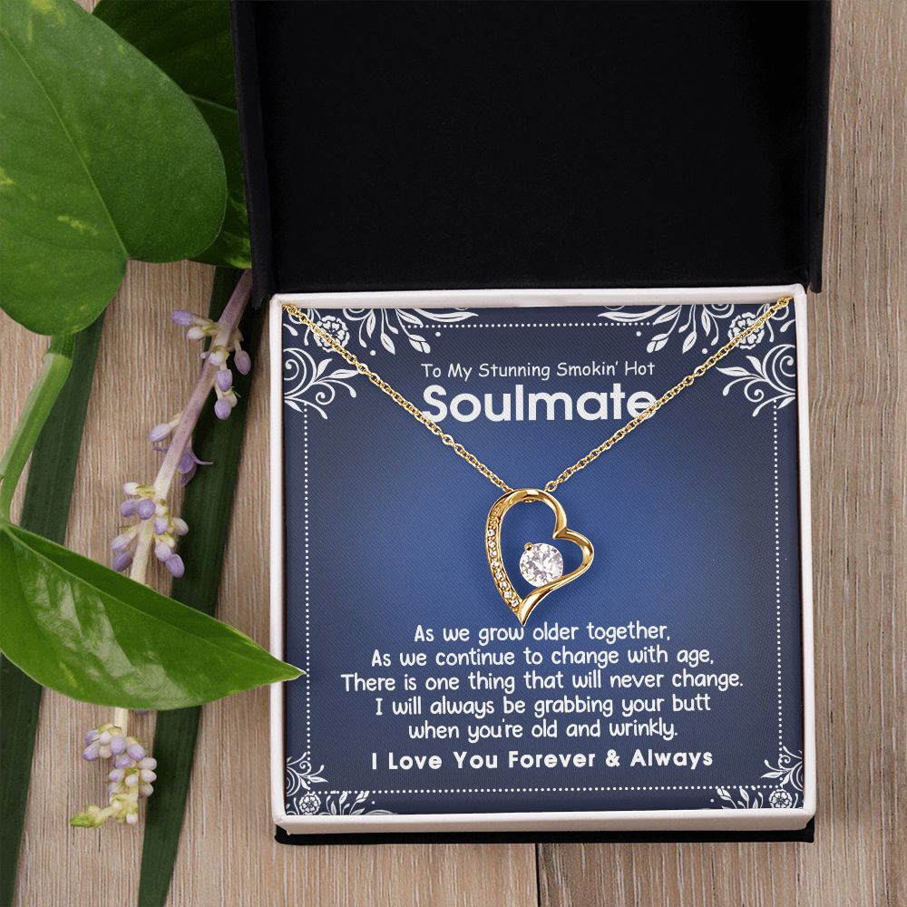 To My Smokin Hot Soulmate Necklace - Wife Gifts From Husband To My Wife Necklace, Gift for Her Romantic, Girlfriend Gifts Necklace for Wife from Men Includes Message Card and Gift Box 5 Forever Love Necklace
