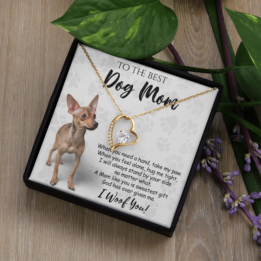 To The Best Chihuahua Dog Mom Knot Necklace Mother's Day Gift , I Woof You Quote Gift Card, Message Card Jewelry For Dog Lovers, Necklace For Mom Forever Love Necklace