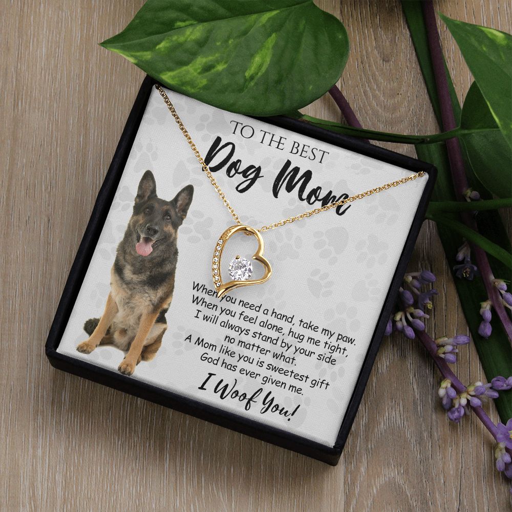 To The Best German Shepherd Dog Mom Knot Necklace Mother's Day Gift , I Woof You Quote Gift Card, Message Card Jewelry For Dog Lovers, Necklace For Mom Forever Love Necklace