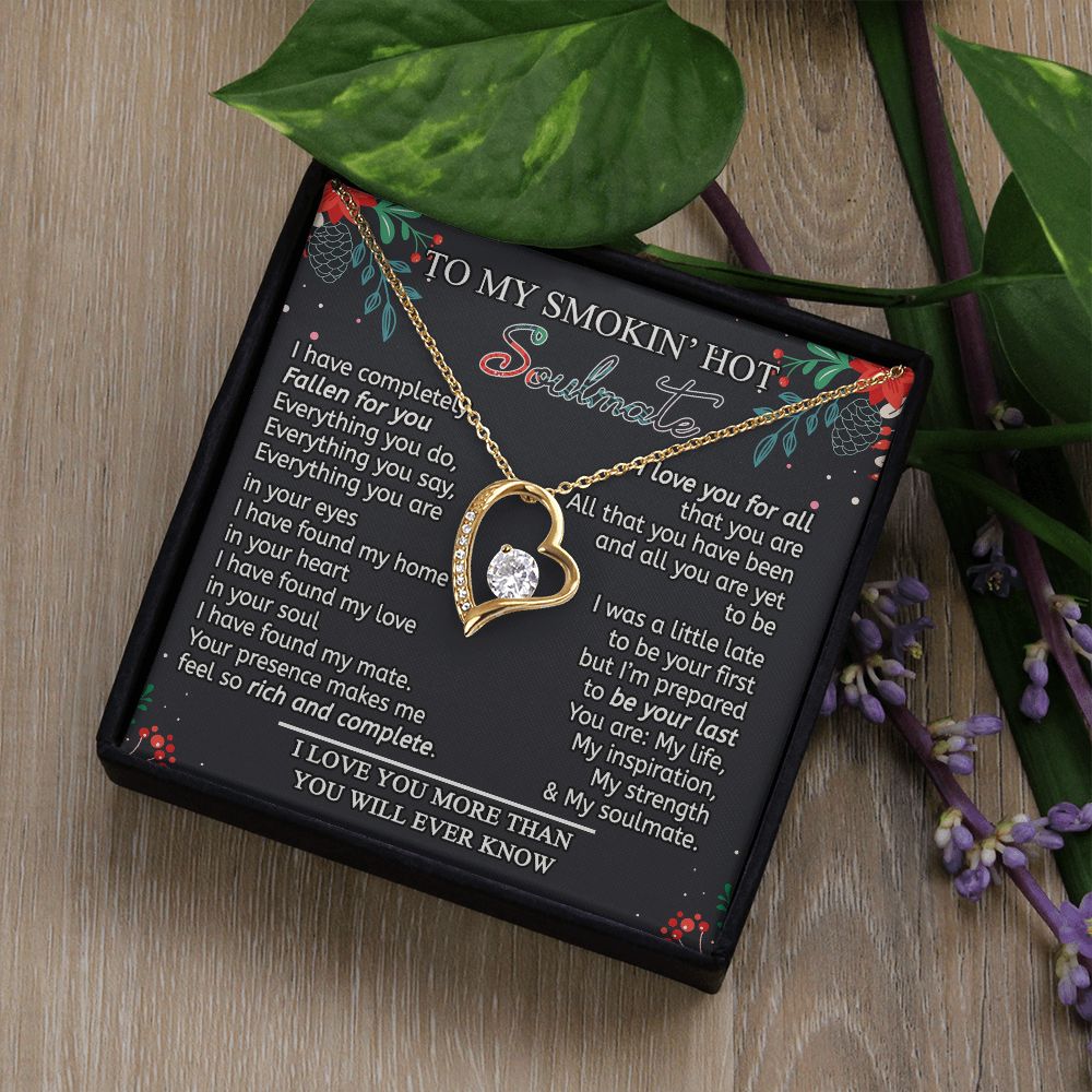 To My Smokin Hot Soulmate Necklace - Wife Gifts From Husband To My Wife Necklace, Gift for Her Romantic, Girlfriend Gifts Necklace for Wife from Men Includes Message Card and Gift Box 15 Forever Love Necklace