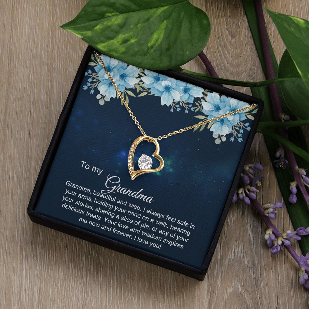 To My Grandma Necklace, Gift for Grandmother Necklace, Mothers Day Gift For Grandma Nana, Grandma Jewelry From Grandchildren GrandKids , Jewelry Box Gift For Grandma Grandmother2 Forever Love Necklace