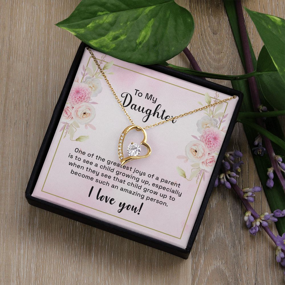 Mother and Daughter Necklace for Girls, To My Daughter Gift Necklace from Mom, Birthday Christmas Gift Graduation Gifts for Daughters, Jewelry Pendant Present for Daughter, Mother Daughter Gift 44 Forever Love Necklace