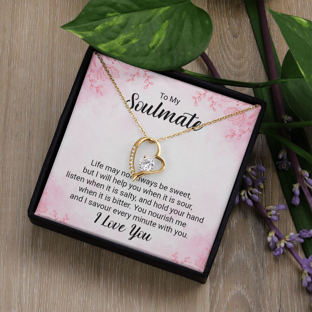 To My Soulmate Necklace for Women Birthday Christmas Jewelry Gifts For My Wife with Message Card Box Personalized Gift Present Pendant for Future Wife Soulmate Girlfriend Love 15 Forever Love Necklace