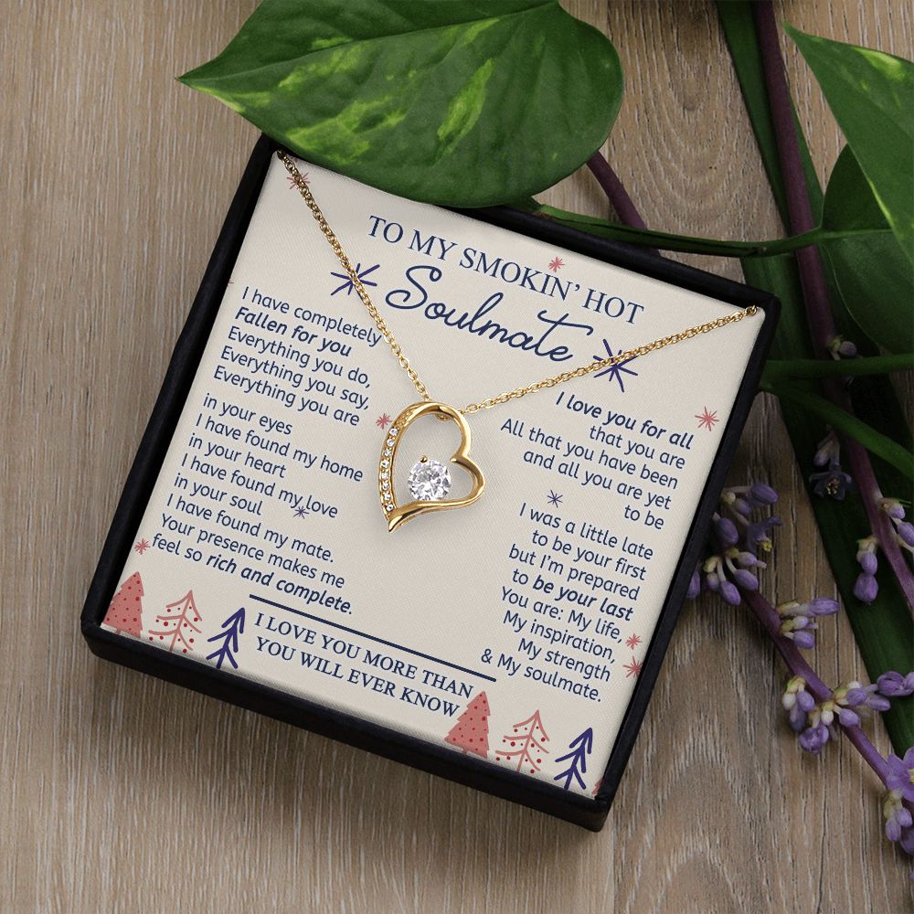 To My Smokin Hot Soulmate Necklace - Wife Gifts From Husband To My Wife Necklace, Gift for Her Romantic, Girlfriend Gifts Necklace for Wife from Men Includes Message Card and Gift Box 16 Forever Love Necklace