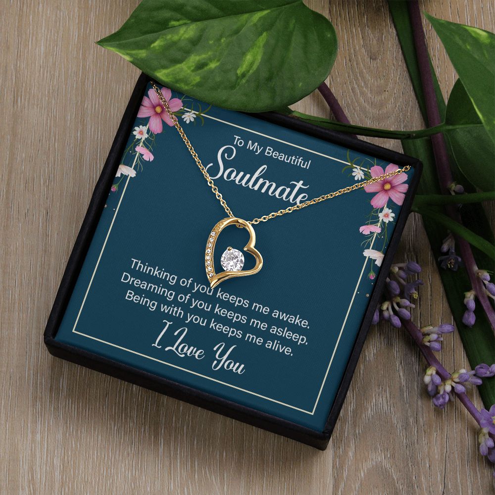 To My Soulmate Necklace for Women Birthday Christmas Jewelry Gifts For My Wife with Message Card Box Personalized Gift Present Pendant for Future Wife Soulmate Girlfriend Love 13 Forever Love Necklace
