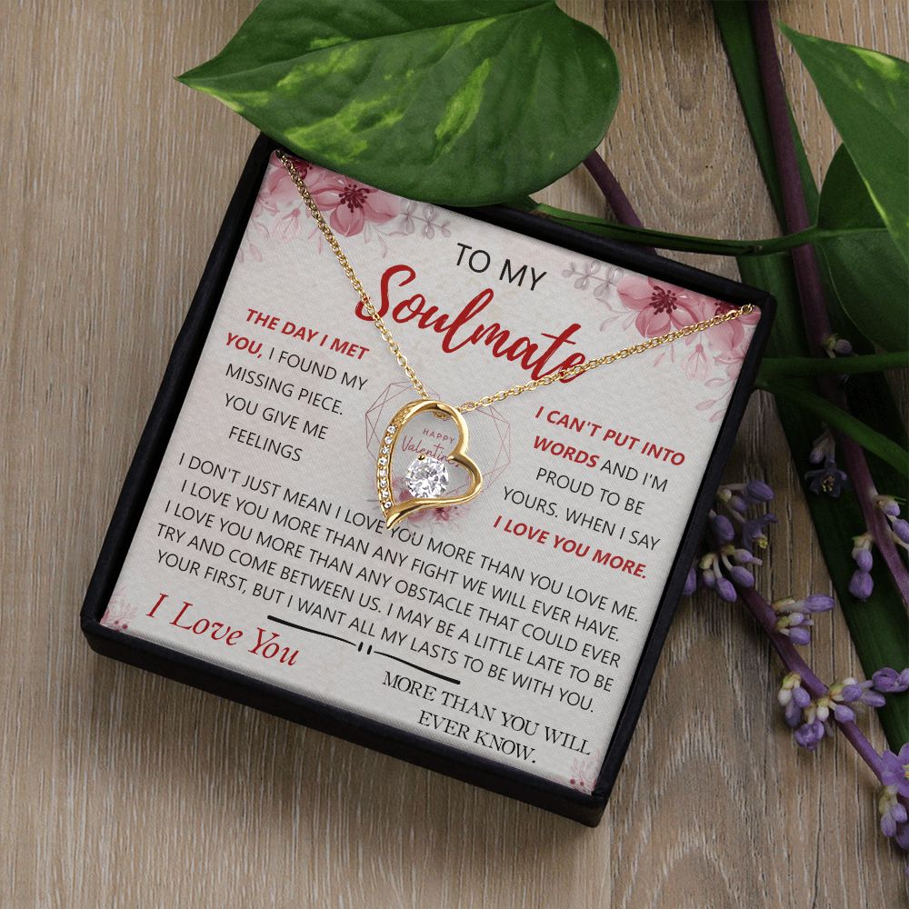 To My Soulmate Necklace for Women Birthday Christmas Jewelry Gifts For My Wife with Message Card Box Personalized Gift Present Pendant for Future Wife Soulmate Girlfriend Love 23 Forever Love Necklace