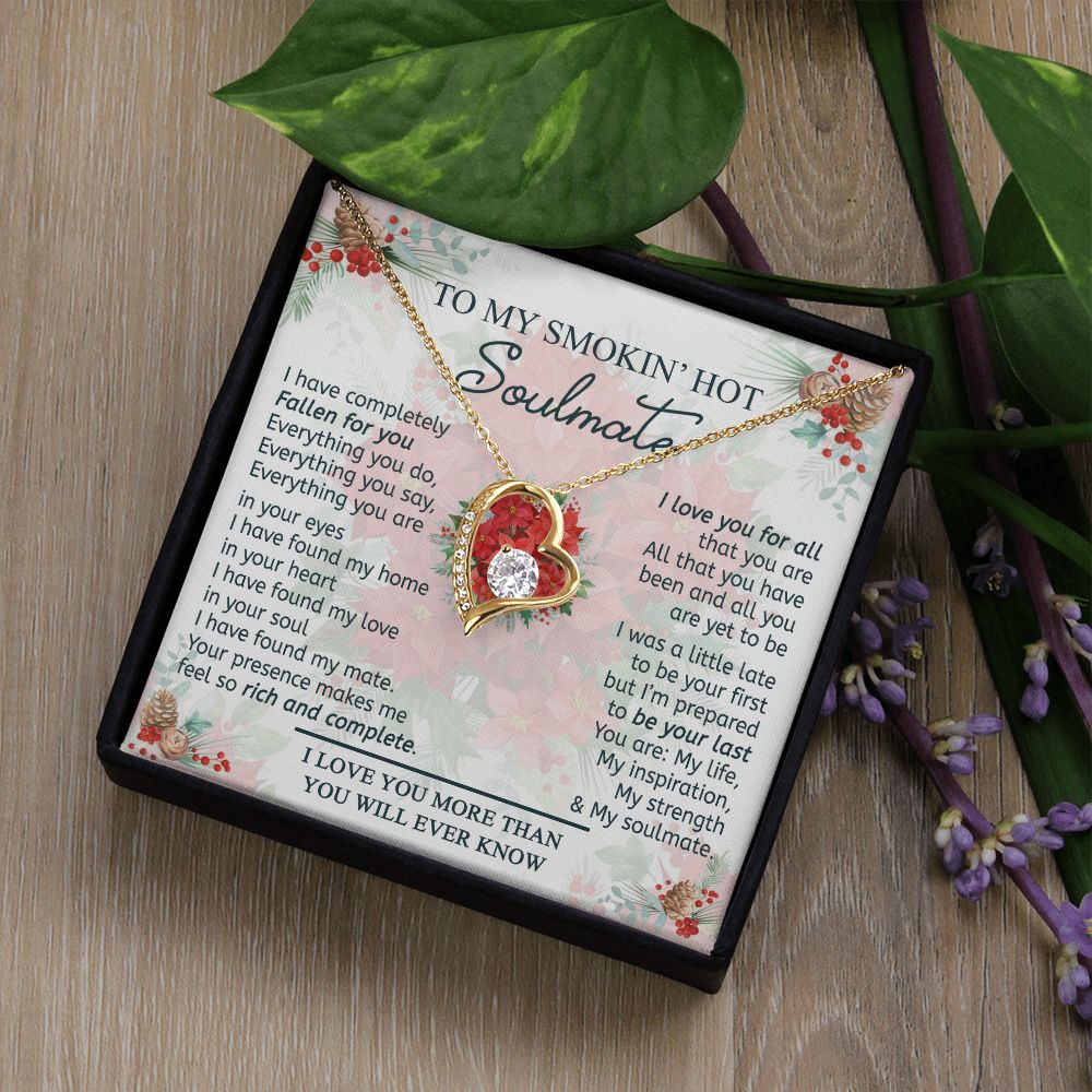 To My Smokin Hot Soulmate Necklace - Wife Gifts From Husband To My Wife Necklace, Gift for Her Romantic, Girlfriend Gifts Necklace for Wife from Men Includes Message Card and Gift Box 19 Forever Love Necklace