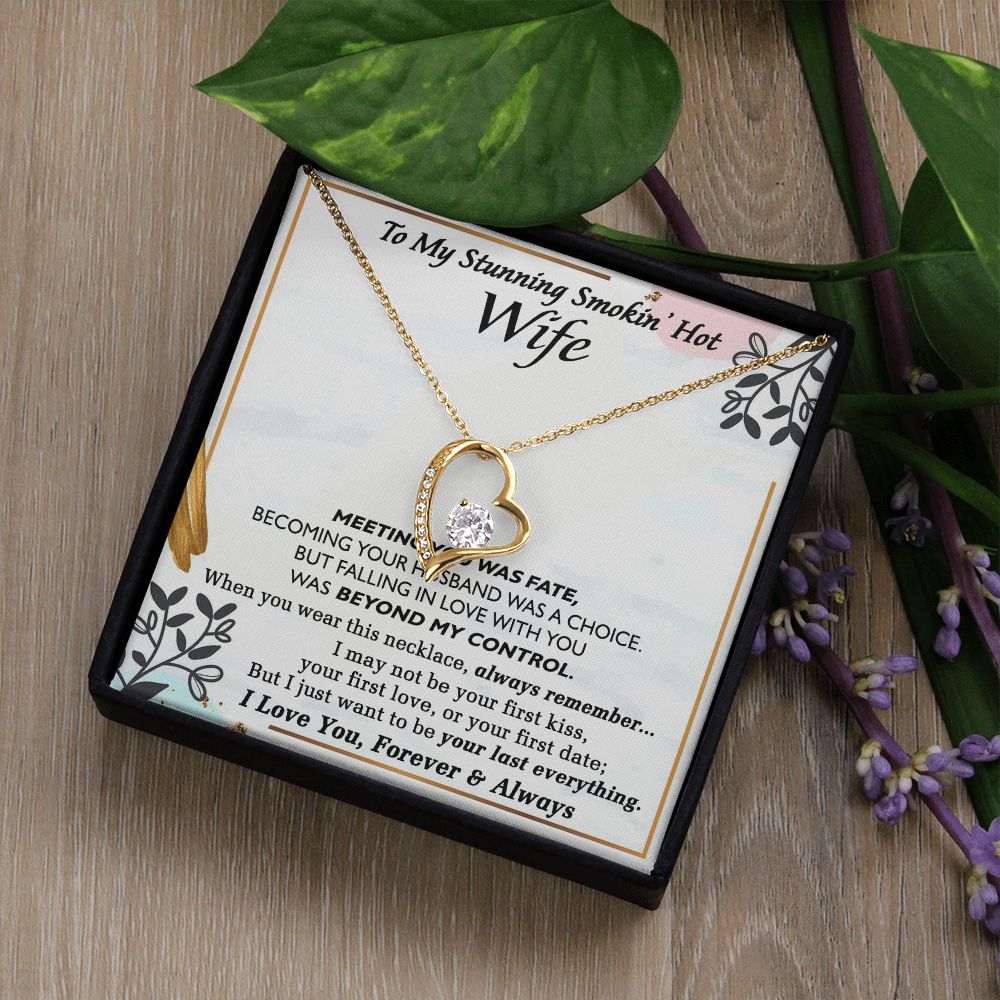 To My Smokin Hot Wife Necklace, Wedding Anniversary Jewelry For Women, Necklace For Wife from Husband, Gifts For Wife Birthday Gifts Necklace, Jewelry With Message Card In A Gift Box Forever Love Necklace