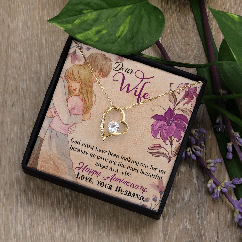To My Wife Necklace, Wedding Anniversary Jewelry For Women, Necklace For Wife from Husband, Gift For Wife Birthday Gifts From Husband Necklace, Jewelry With Message Card In A Gift Box7 Forever Love Necklace