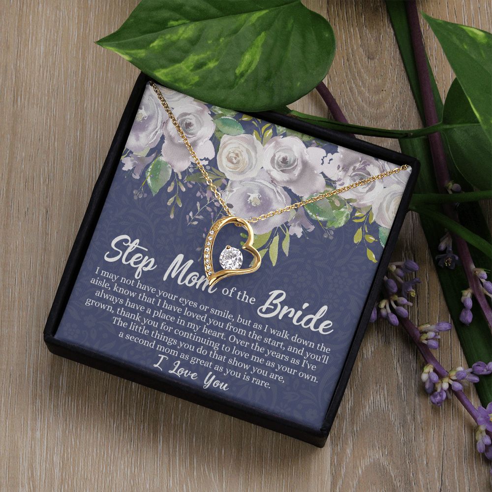 To My Stepmother of the Bride Necklace, Stepmother of the Bride Gifts Idea, Necklace for Stepmom of the Bride Gifts, Wedding Gifts for Stepmom, Gifts for Step Mother of the Bride Forever Love Necklace