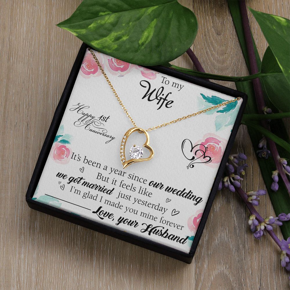 To My Wife Necklace, Wedding Anniversary Jewelry For Women, Necklace For Wife from Husband, Gift For Wife Birthday Gifts From Husband Necklace, Jewelry With Message Card In A Gift Box2 Forever Love Necklace