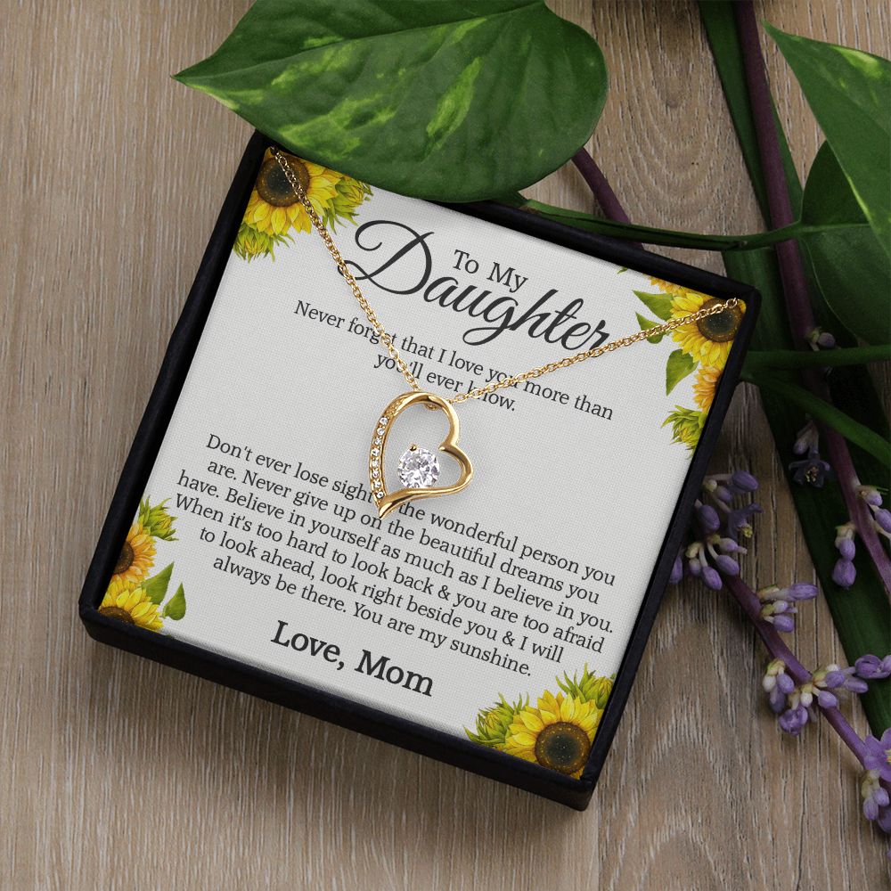 Mother Daughter Gift Ideas, To My Daughter Gift Necklace from Mom, Jewelry Pendant Present for Daughter, Birthday Christmas Gift Graduation Gifts for Daughters, Mother and Daughter Necklace 2132 Forever Love Necklace