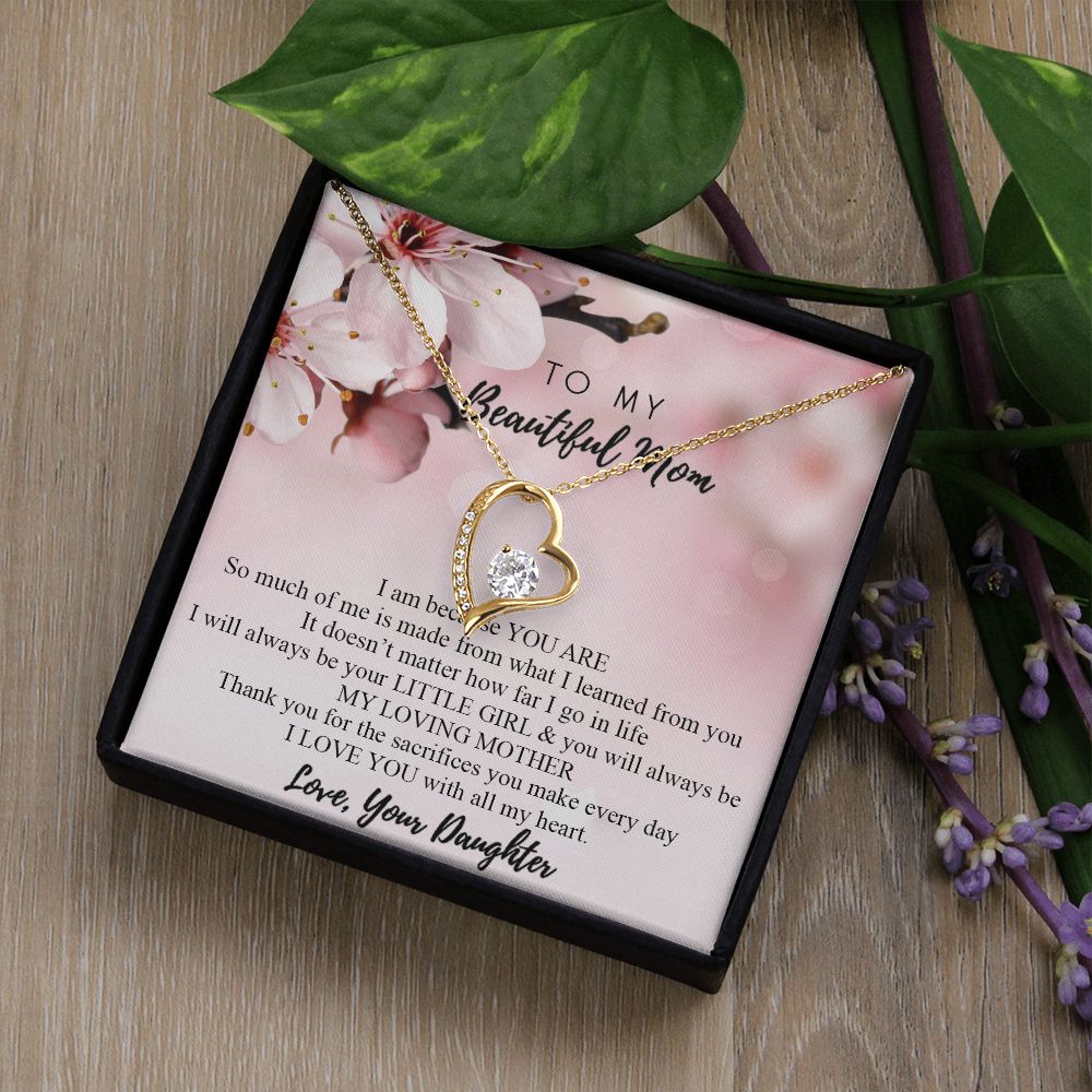 Mom Necklace Gifts for Mom from Daughter to Mom Gifts for Mothers Day from Daughter, To My Mom Necklace from Daughter to Mom Birthday Gifts Necklace with Message Card and Gift Box2246 Forever Love Necklace