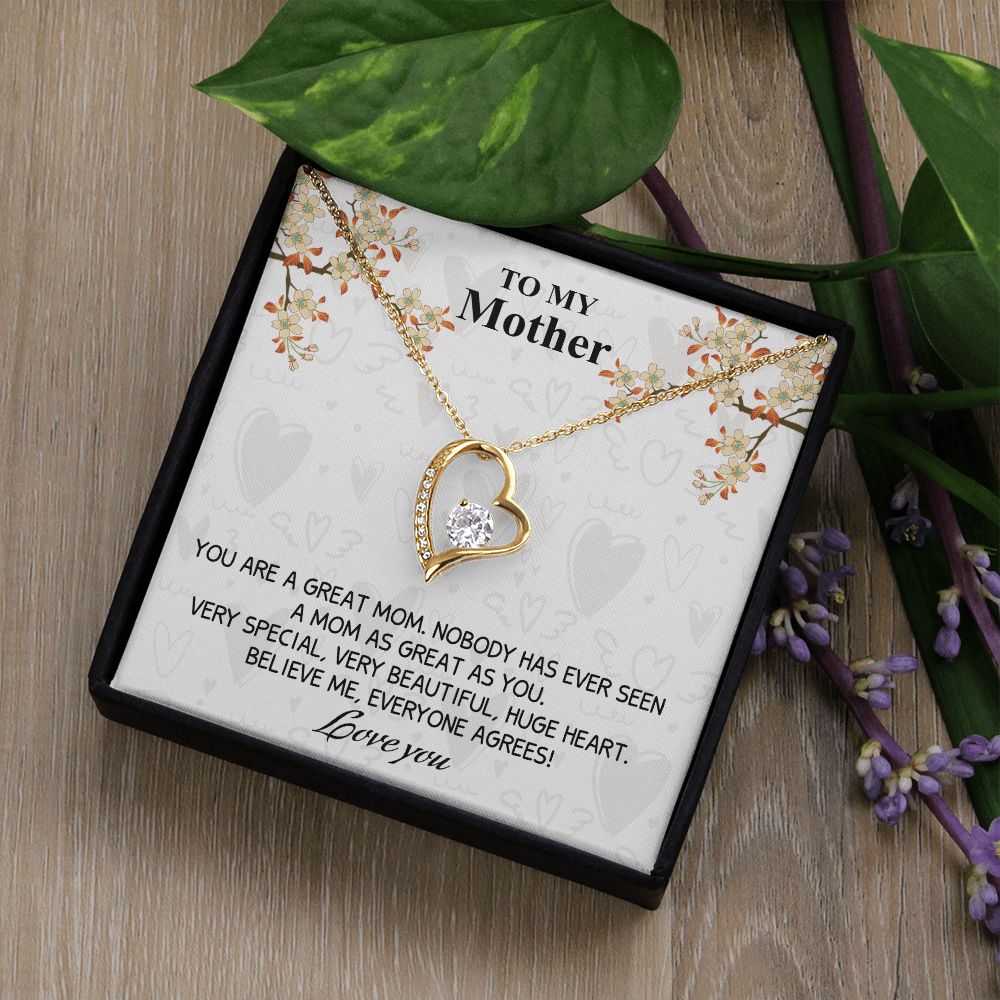 Mom Necklace Gifts for Mom from Daughter to Mom Gifts for Mothers Day from Daughter, To My Mom Necklace from Daughter to Mom Birthday Gifts Necklace with Message Card and Gift Box8 Forever Love Necklace