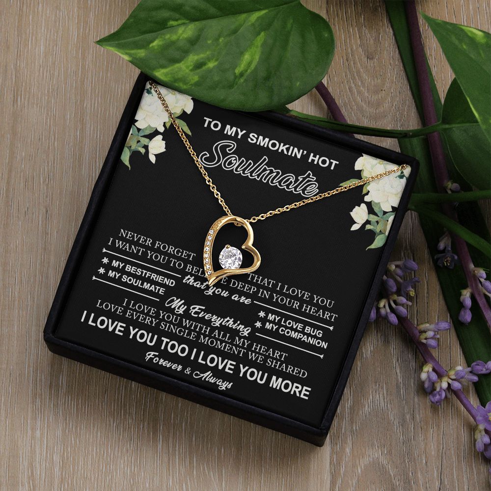To My Smokin Hot Soulmate Necklace - Wife Gifts From Husband To My Wife Necklace, Gift for Her Romantic, Girlfriend Gifts Necklace for Wife from Men Includes Message Card and Gift Box 8 Forever Love Necklace