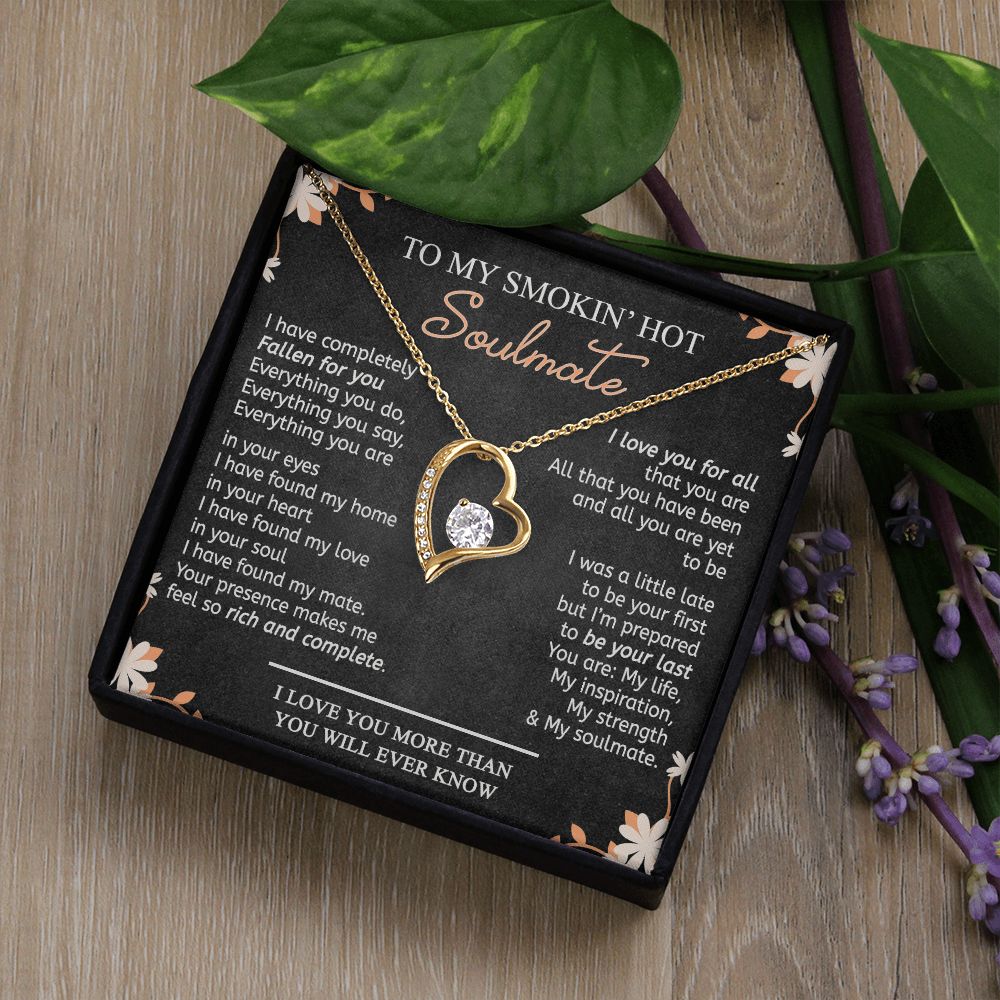 To My Smokin Hot Soulmate Necklace - Wife Gifts From Husband To My Wife Necklace, Gift for Her Romantic, Girlfriend Gifts Necklace for Wife from Men Includes Message Card and Gift Box 10 Forever Love Necklace