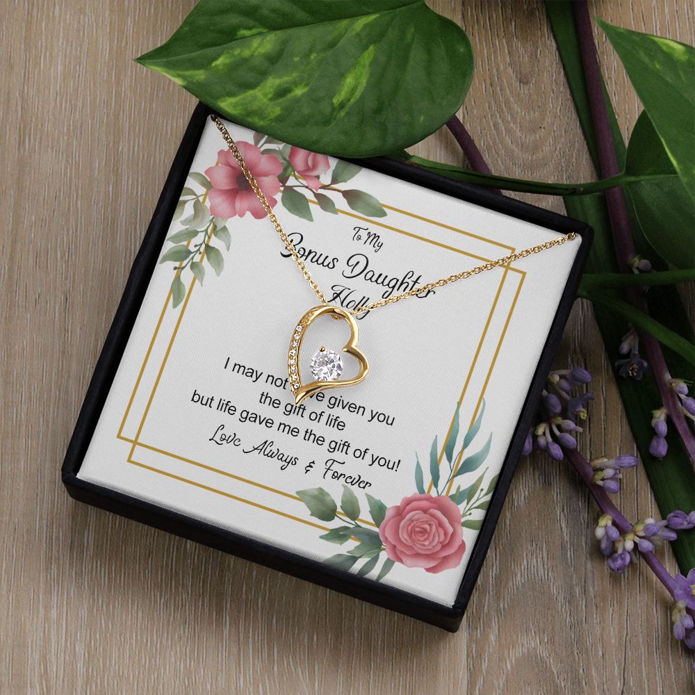 Bonus Daughter Gifts From Stepdad, Step Daughter Gifts From Stepmom, Stepdaughter Gifts From Stepdad, Father Stepdaughter Necklace, To My Bonus Daughter Necklaces, Christmas Gifts For Bonus6 Forever Love Necklace