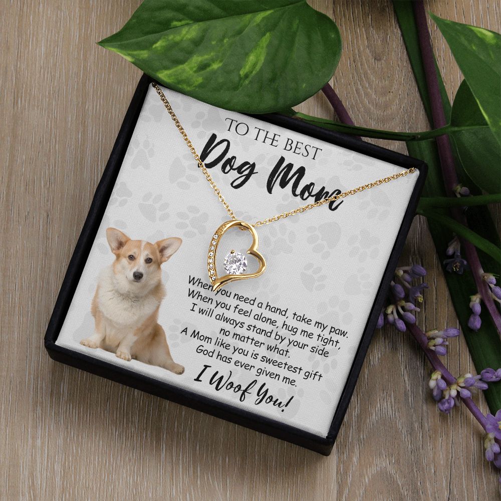 To The Best Corgi Dog Mom Knot Necklace Mother's Day Gift , I Woof You Quote Gift Card, Message Card Jewelry For Dog Lovers, Necklace For Mom Forever Love Necklace
