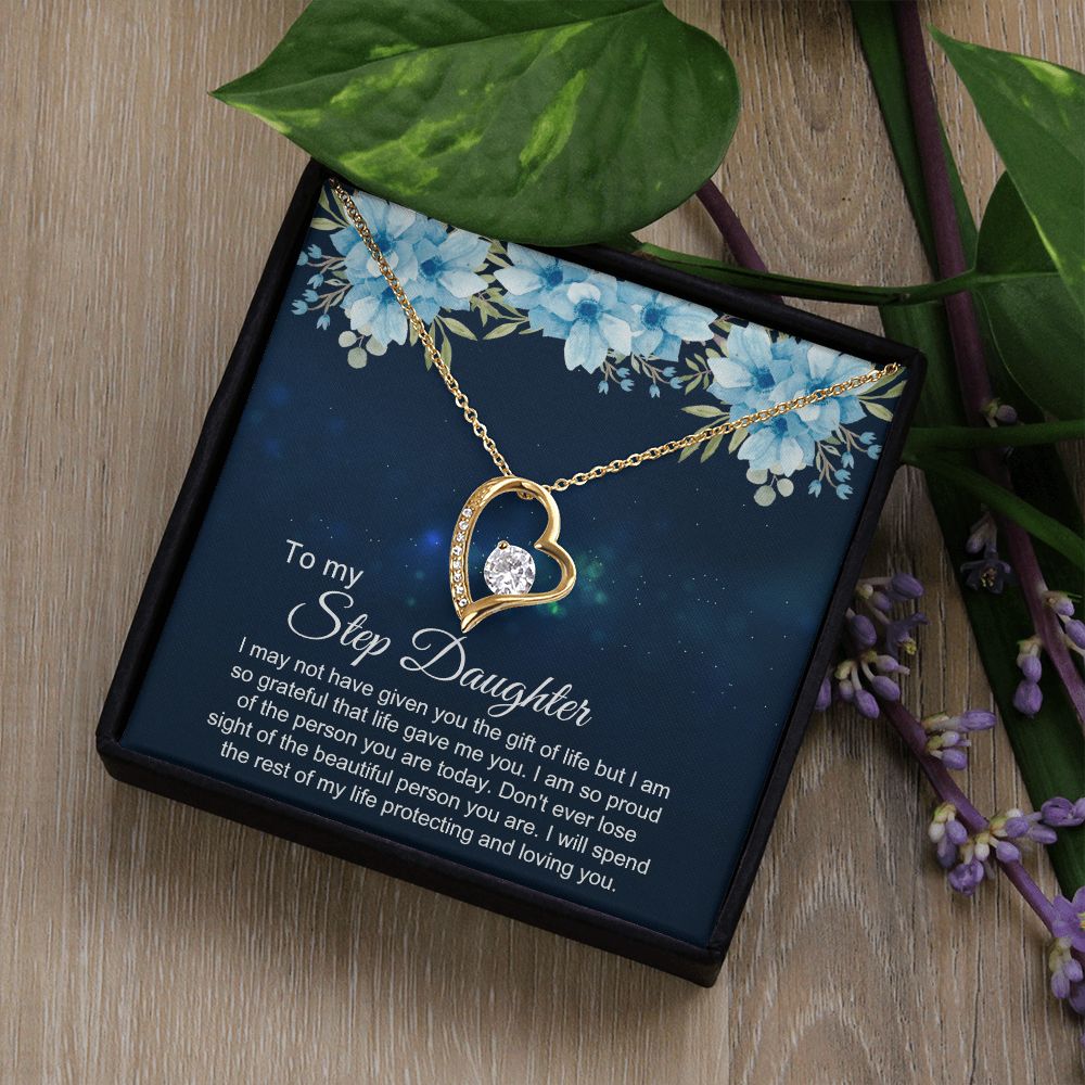 Bonus Daughter Gifts From Stepdad, Step Daughter Gifts From Stepmom, Stepdaughter Gifts From Stepdad, Father Stepdaughter Necklace, To My Bonus Daughter Necklaces, Christmas Gifts For Bonus3 Forever Love Necklace