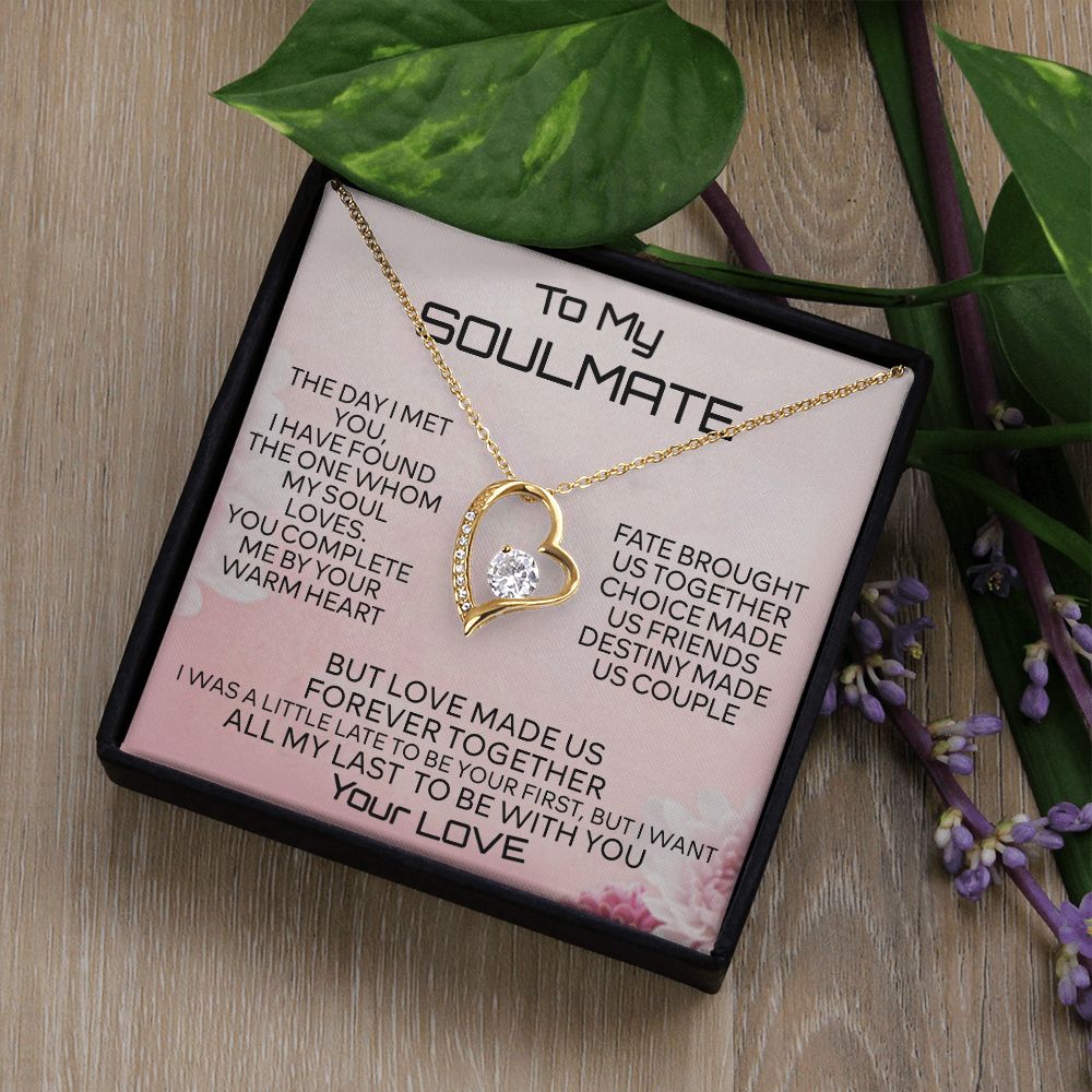 To My Soulmate Necklace for Women Birthday Christmas Jewelry Gifts For My Wife with Message Card Box Personalized Gift Present Pendant for Future Wife Soulmate Girlfriend Love 2 Forever Love Necklace