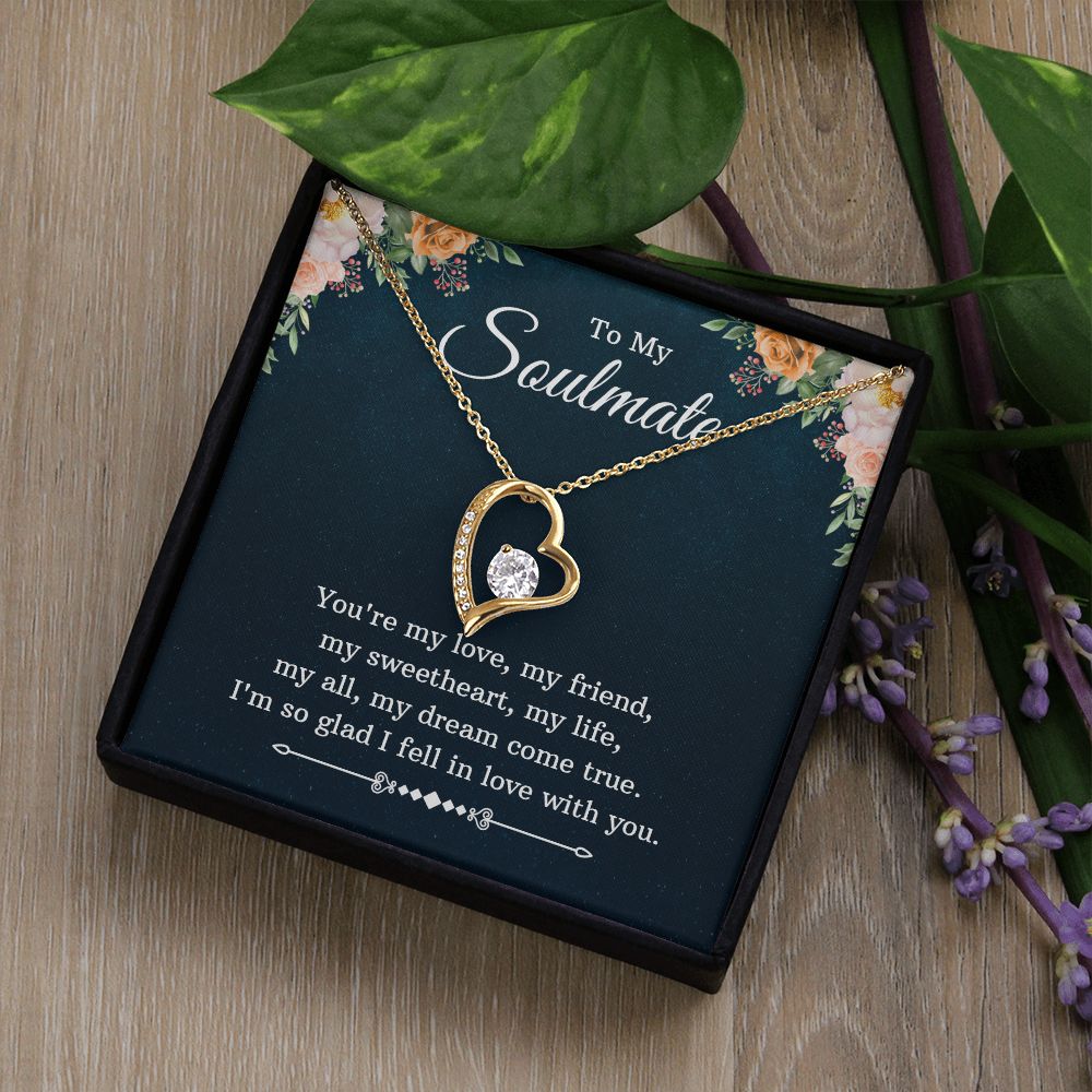 To My Soulmate Necklace for Women Birthday Christmas Jewelry Gifts For My Wife with Message Card Box Personalized Gift Present Pendant for Future Wife Soulmate Girlfriend Love 10 Forever Love Necklace