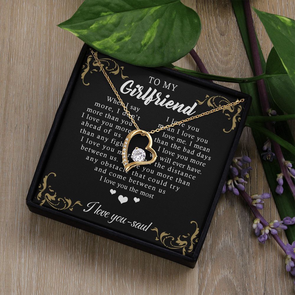 To My Girlfriend Necklace from Boyfriend, Personalized Necklace for Women, Luxury Necklace for Girlfriend, Wedding Anniversary Present For Her, Girlfriend Gift Jewelry Christmas Birthday Gift Forever Love Necklace