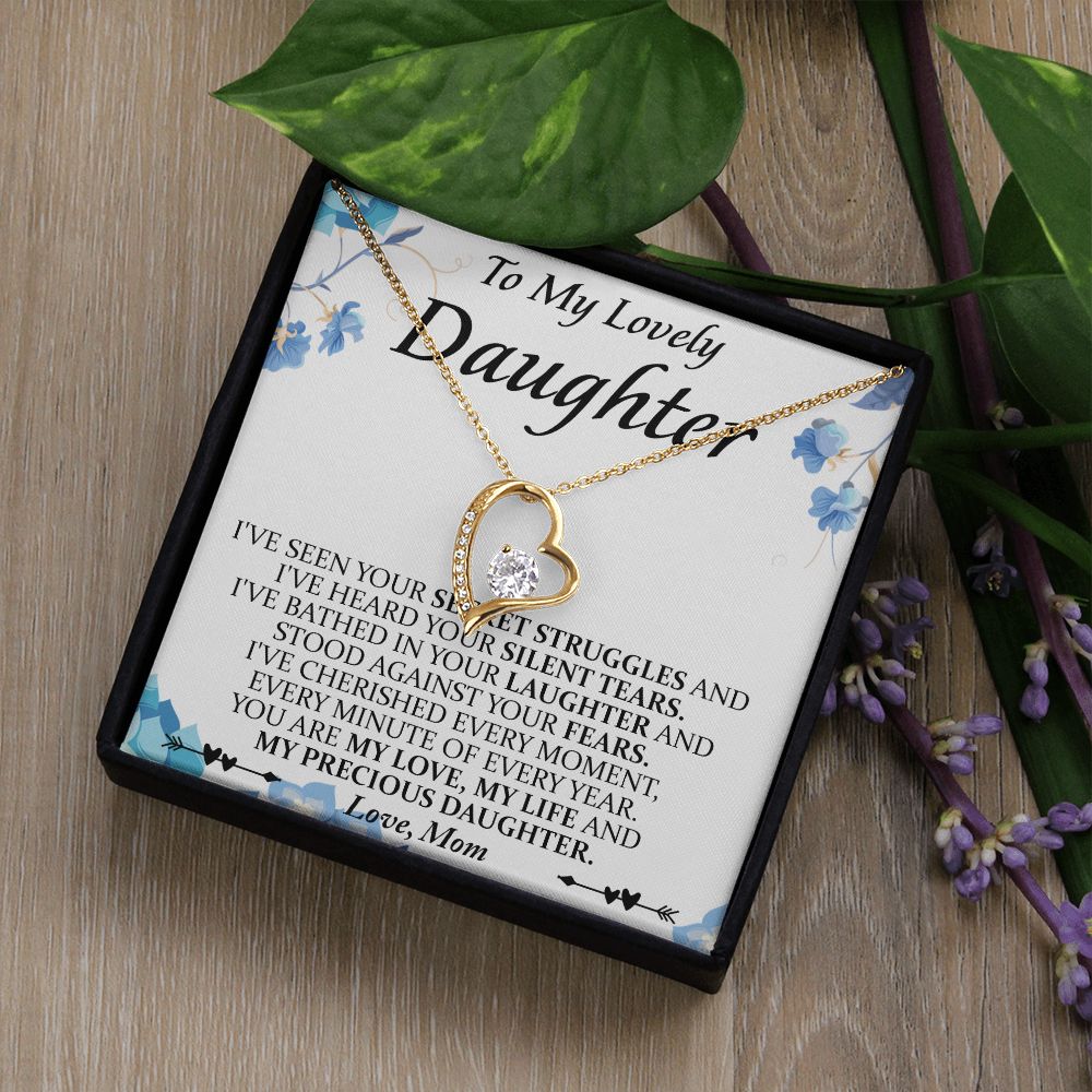 Mother and Daughter Necklace for Girls, To My Daughter Gift Necklace from Mom, Birthday Christmas Gift Graduation Gifts for Daughters, Jewelry Pendant Present for Daughter, Mother Daughter Gift 41 Forever Love Necklace