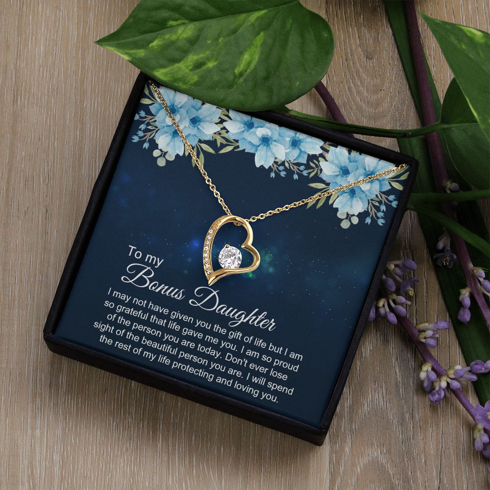 Bonus Daughter Gifts From Stepdad, Step Daughter Gifts From Stepmom, Stepdaughter Gifts From Stepdad, Father Stepdaughter Necklace, To My Bonus Daughter Necklaces, Christmas Gifts For Bonus4 Forever Love Necklace