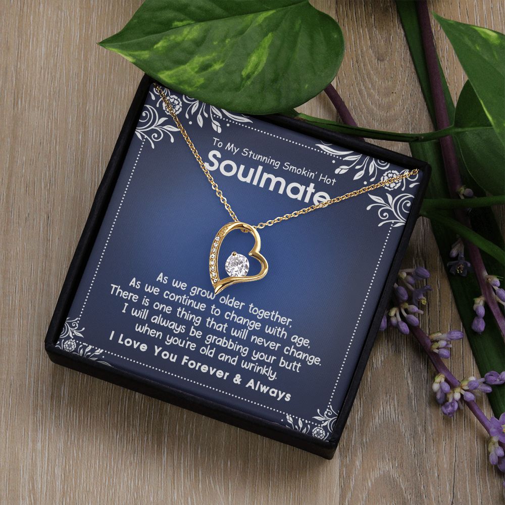 To My Smokin Hot Soulmate Necklace - Wife Gifts From Husband To My Wife Necklace, Gift for Her Romantic, Girlfriend Gifts Necklace for Wife from Men Includes Message Card and Gift Box 5 Forever Love Necklace