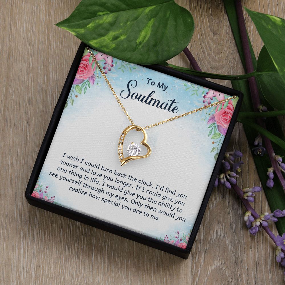 To My Soulmate Necklace for Women Birthday Christmas Jewelry Gifts For My Wife with Message Card Box Personalized Gift Present Pendant for Future Wife Soulmate Girlfriend Love 17 Forever Love Necklace