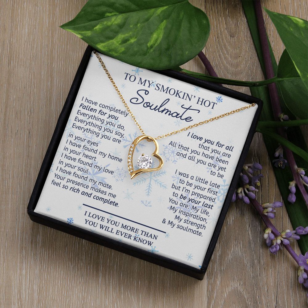 To My Smokin Hot Soulmate Necklace - Wife Gifts From Husband To My Wife Necklace, Gift for Her Romantic, Girlfriend Gifts Necklace for Wife from Men Includes Message Card and Gift Box 13 Forever Love Necklace