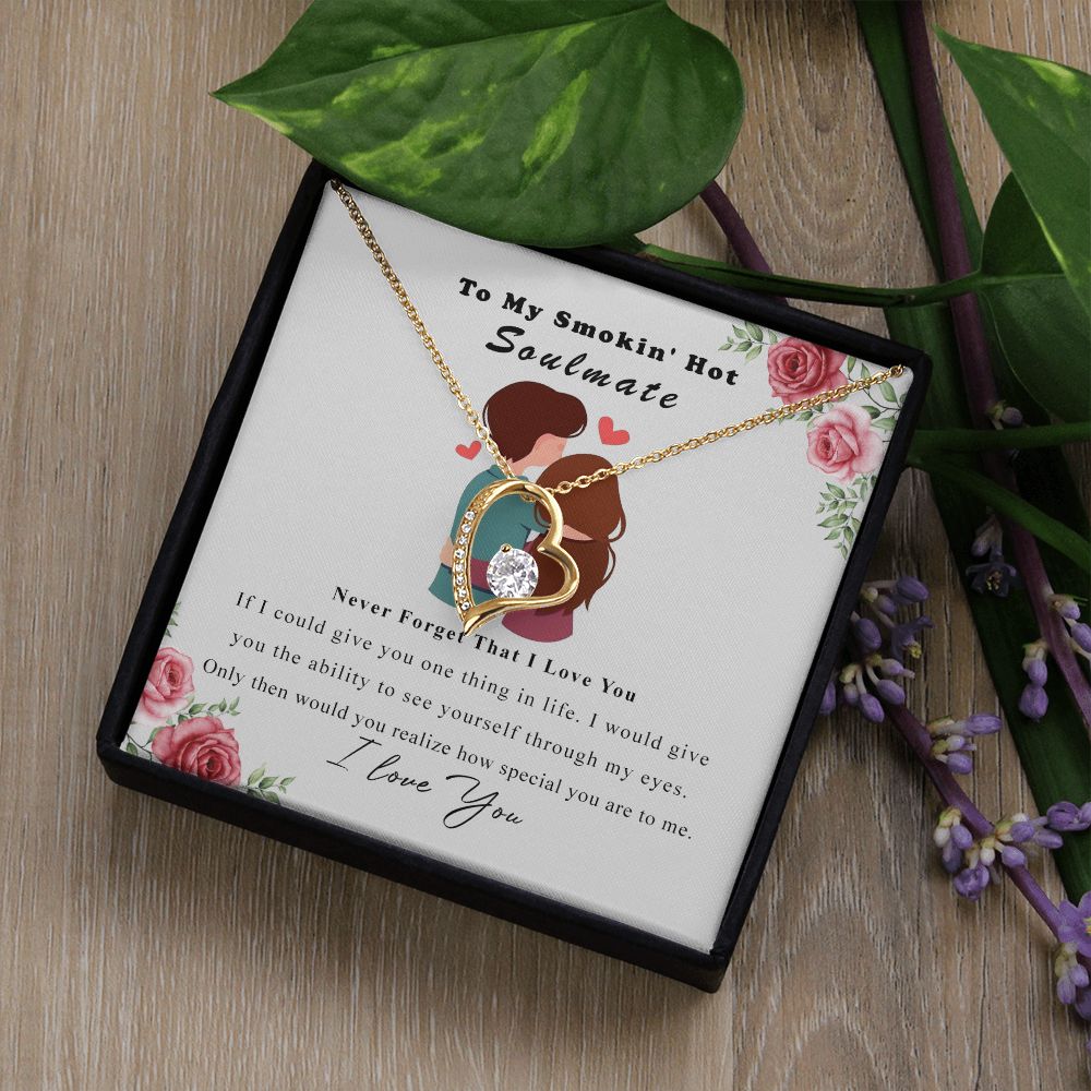To My Smokin Hot Soulmate Necklace - Wife Gifts From Husband To My Wife Necklace, Gift for Her Romantic, Girlfriend Gifts Necklace for Wife from Men Includes Message Card and Gift Box Forever Love Necklace