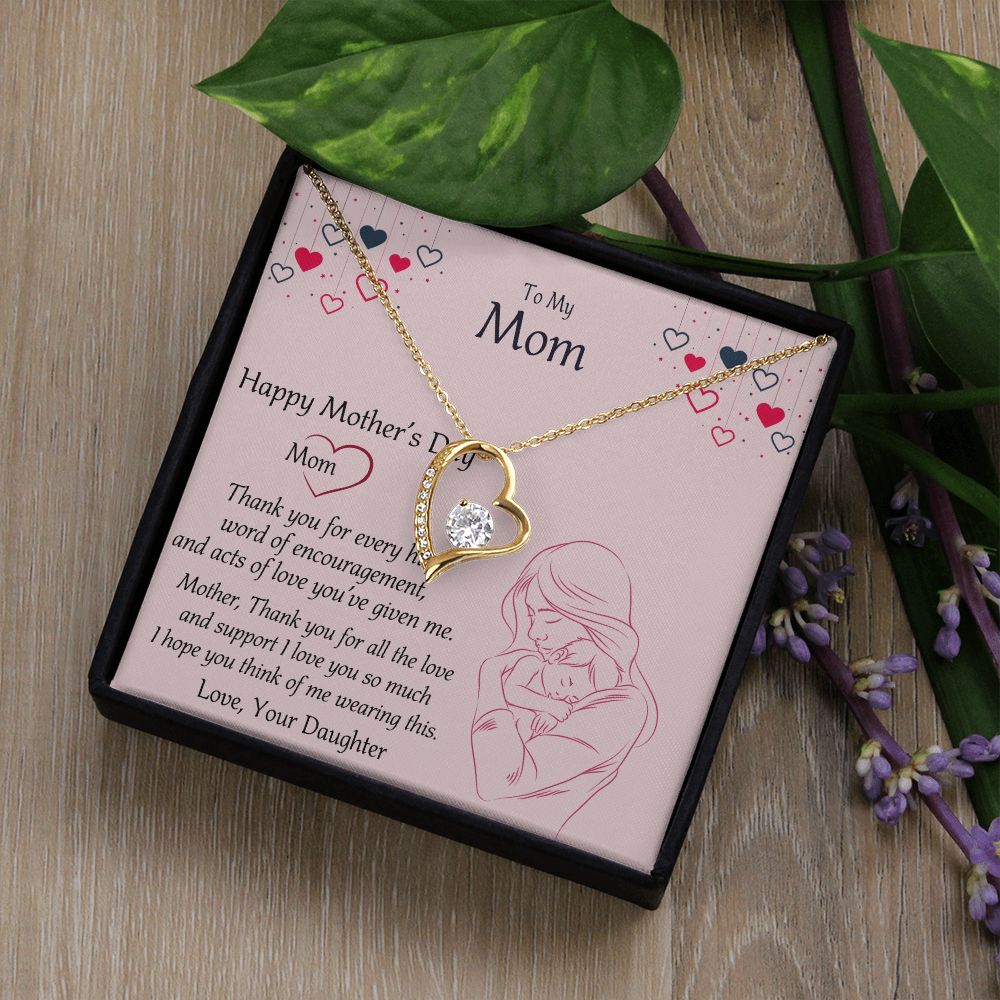 Mom Necklace Gifts for Mom from Daughter to Mom Gifts for Mothers Day from Daughter, To My Mom Necklace from Daughter to Mom Birthday Gifts Necklace with Message Card and Gift Box10 Forever Love Necklace
