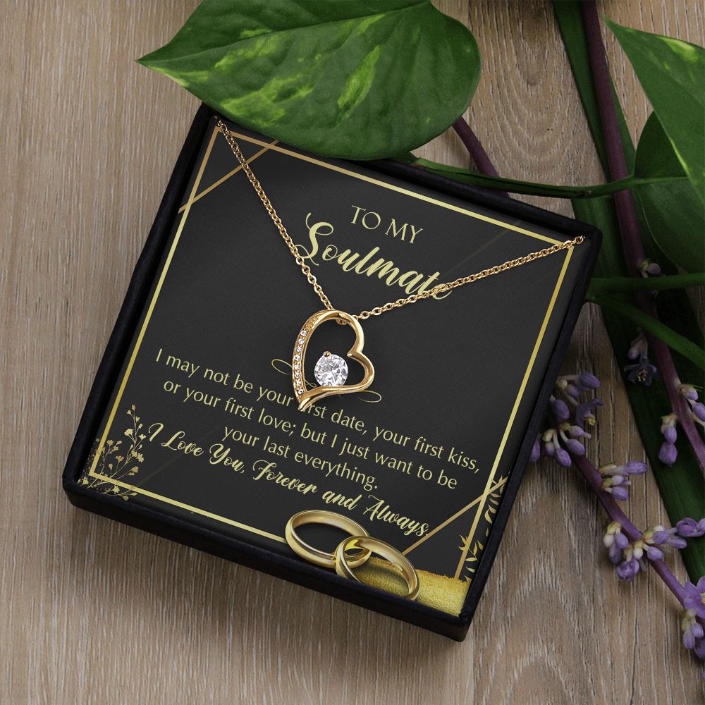 To My Soulmate Necklace for Women Birthday Christmas Jewelry Gifts For My Wife with Message Card Box Personalized Gift Present Pendant for Future Wife Soulmate Girlfriend Love 28 Forever Love Necklace