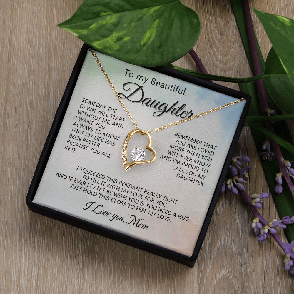 Jewelry Pendant Present for Daughter, To My Daughter Gift Necklace from Mom, Mother Daughter Gift Ideas, Birthday Christmas Gift Graduation Gifts for Daughters, Mother and Daughter Necklace 14 Forever Love Necklace