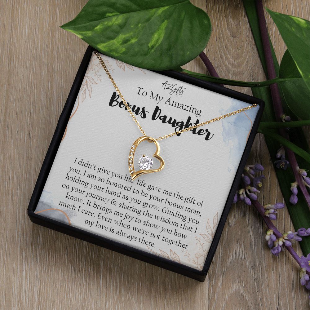 Bonus Daughter Gifts From Stepdad, Step Daughter Gifts From Stepmom, Stepdaughter Gifts From Stepdad, Father Stepdaughter Necklace, To My Bonus Daughter Necklaces, Christmas Gifts For Bonus1 Forever Love Necklace