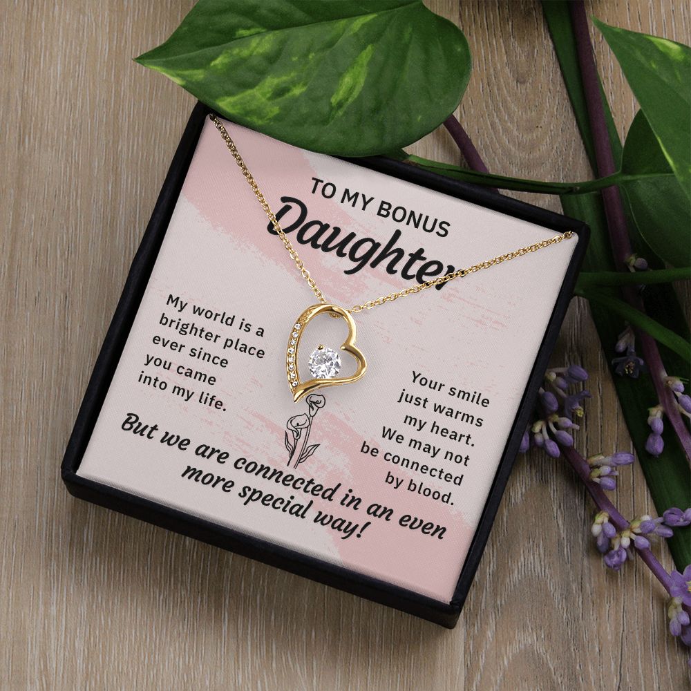 Bonus Daughter Gifts From Stepdad, Step Daughter Gifts From Stepmom, Stepdaughter Gifts From Stepdad, Father Stepdaughter Necklace, To My Bonus Daughter Necklaces, Christmas Gifts For Bonus11 Forever Love Necklace