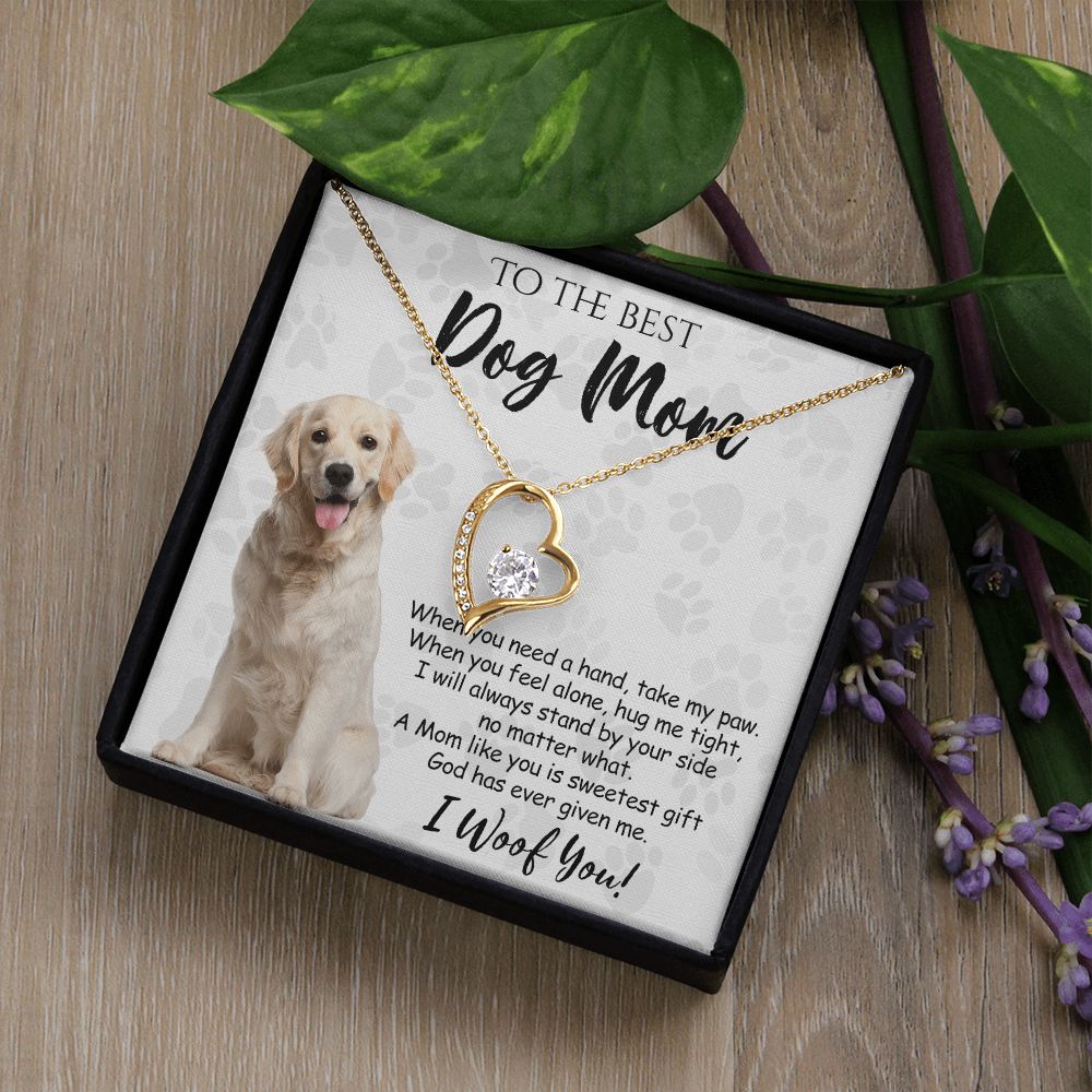 To The Best Golden Retriever Dog Mom Knot Necklace Mother's Day Gift , I Woof You Gift Card, Message Card Jewelry For Dog Lovers, Necklace For Mom Forever Love Necklace