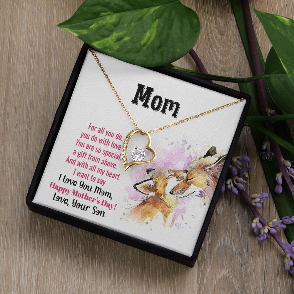 Mom Necklace Gifts for Mom from Daughter to Mom Gifts for Mothers Day from Daughter, To My Mom Necklace from Daughter to Mom Birthday Gifts Necklace with Message Card and Gift Box2241 Forever Love Necklace