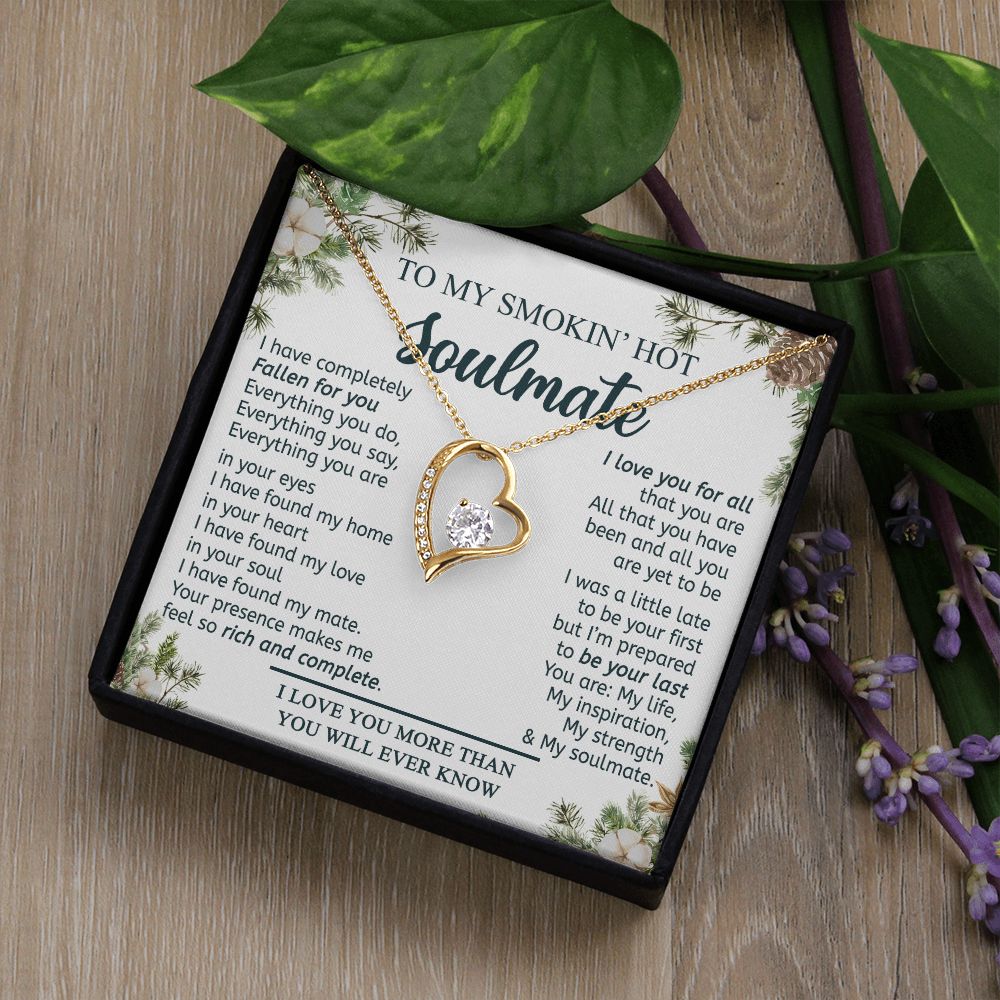 To My Smokin Hot Soulmate Necklace - Wife Gifts From Husband To My Wife Necklace, Gift for Her Romantic, Girlfriend Gifts Necklace for Wife from Men Includes Message Card and Gift Box 11 Forever Love Necklace