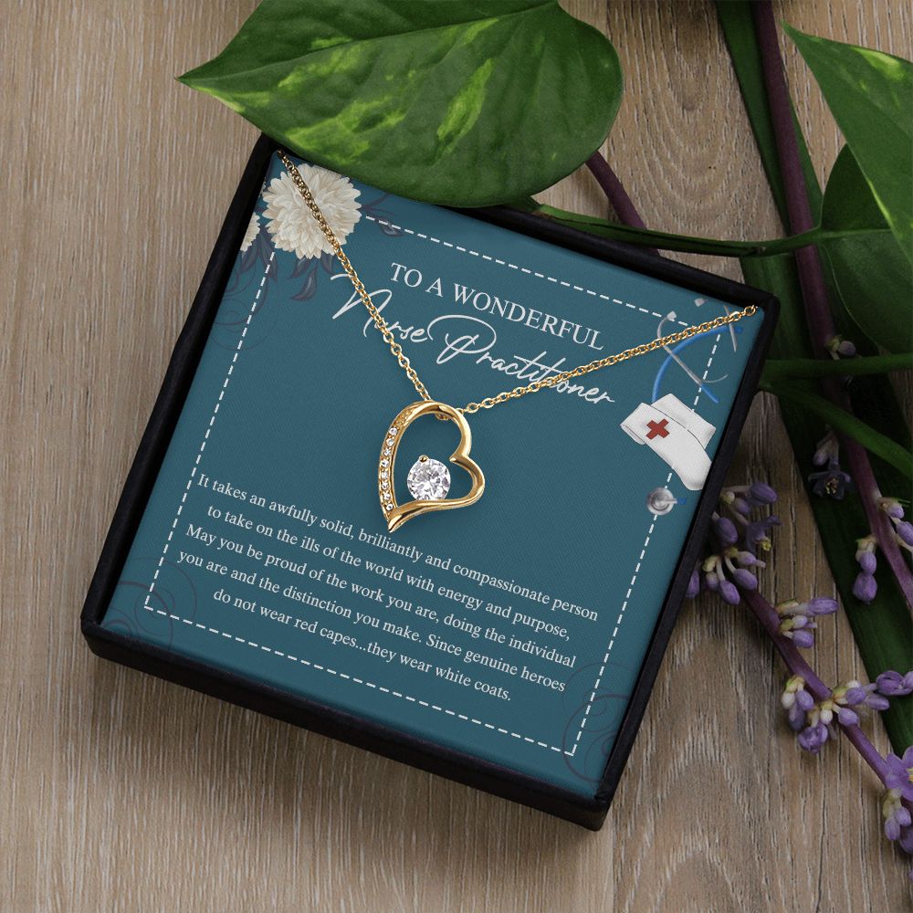 To My Nurse Practitioner Necklace with Box Message Card, Gift For Nurse Jewelry Congrats Graduation Pendants Gift For Daughter, Granddaughter, Niece, Sister Forever Love Necklace