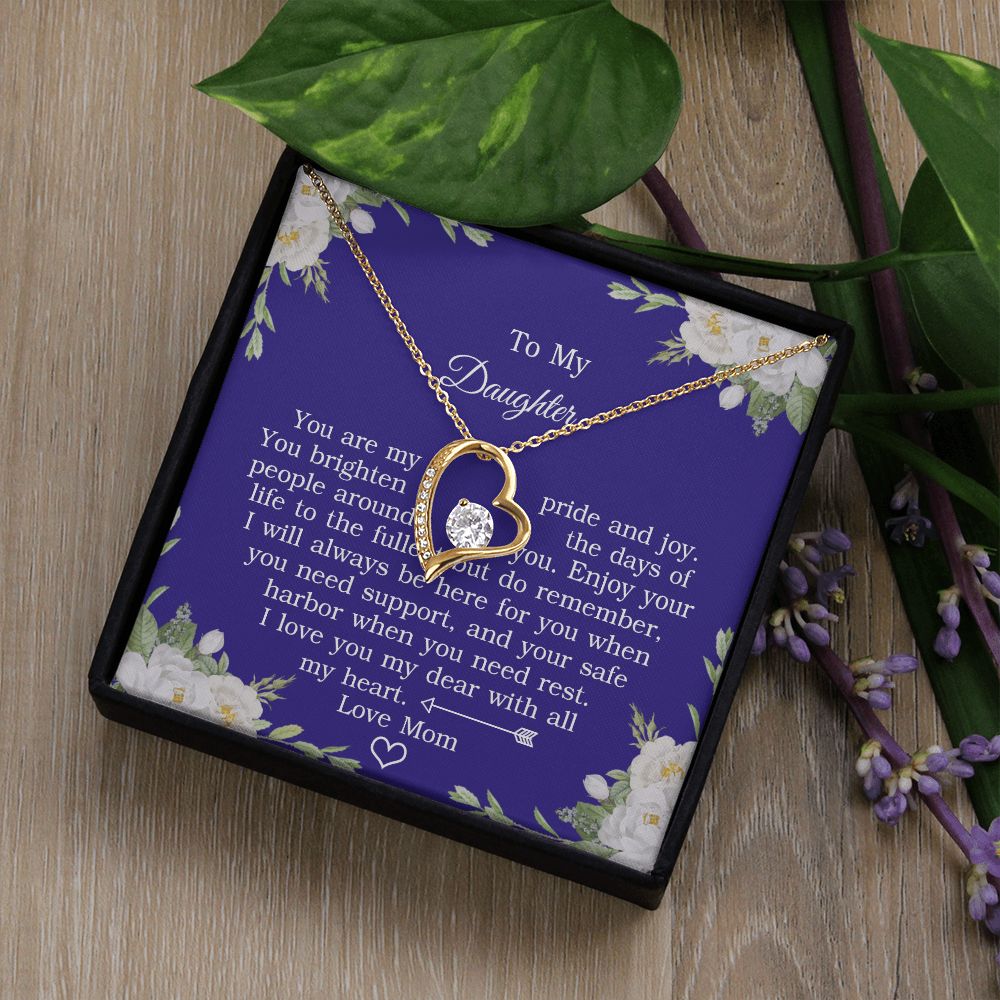 Mother Daughter Gift Ideas, To My Daughter Gift Necklace from Mom, Jewelry Pendant Present for Daughter, Birthday Christmas Gift Graduation Gifts for Daughters, Mother and Daughter Necklace 2137 Forever Love Necklace