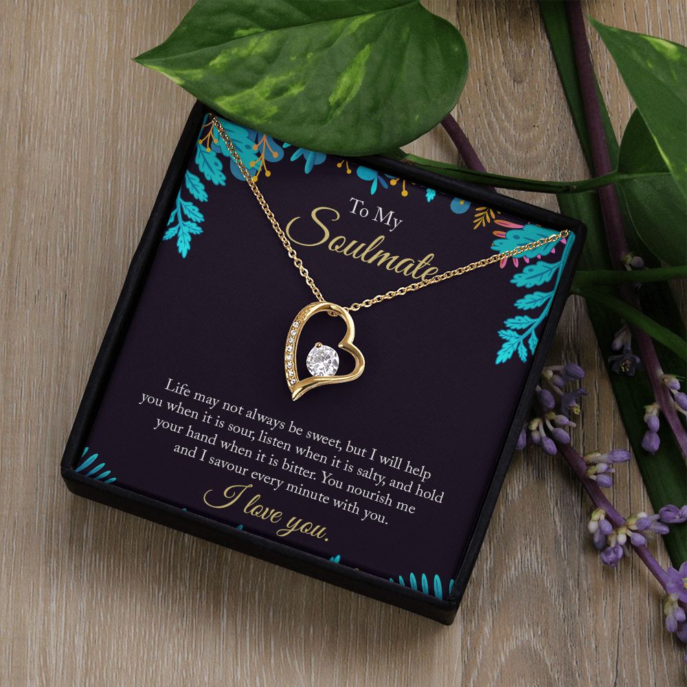 To My Soulmate Necklace for Women Birthday Christmas Jewelry Gifts For My Wife with Message Card Box Personalized Gift Present Pendant for Future Wife Soulmate Girlfriend Love 16 Forever Love Necklace
