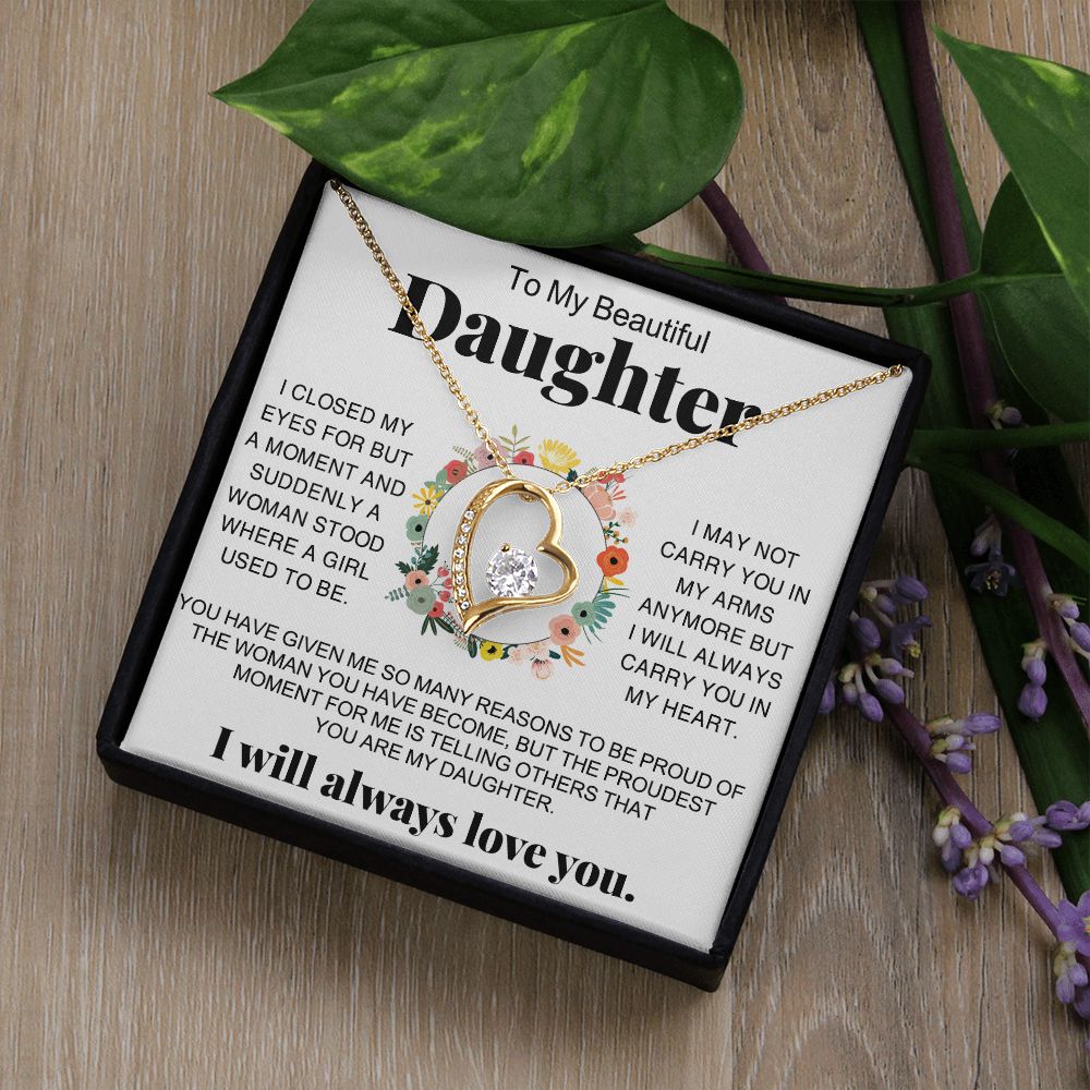 Jewelry Pendant Present for Daughter, To My Daughter Gift Necklace from Mom, Mother Daughter Gift Ideas, Birthday Christmas Gift Graduation Gifts for Daughters, Mother and Daughter Necklace 16 Forever Love Necklace