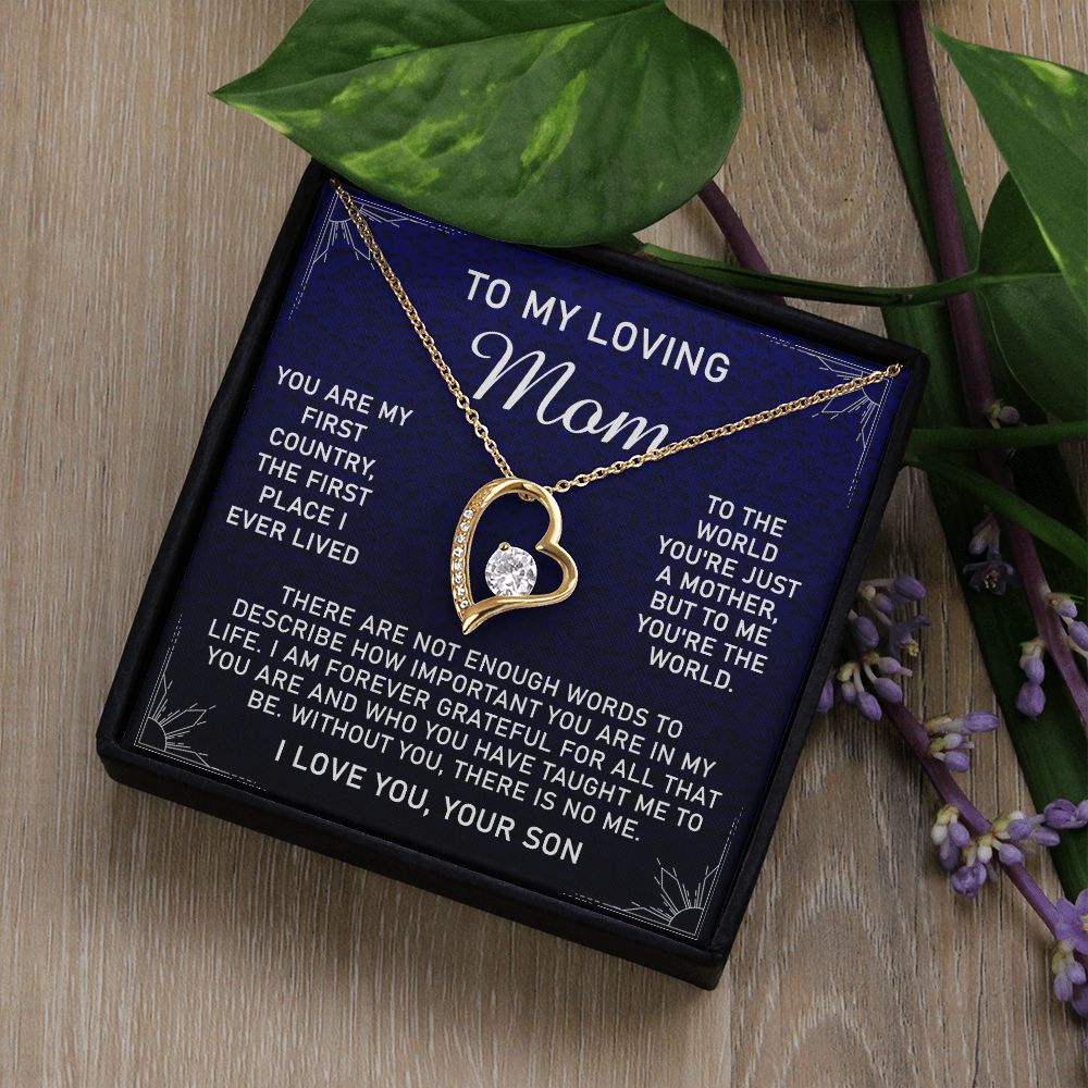 To My Loving Mom Necklace, Gift for Mom from Son, Mother's Day Jewelry Gift, Necklace for Mom Birthday Anniversary Mother's Day Jewelry Gift, To My Mom Necklace from Son Forever Love Necklace